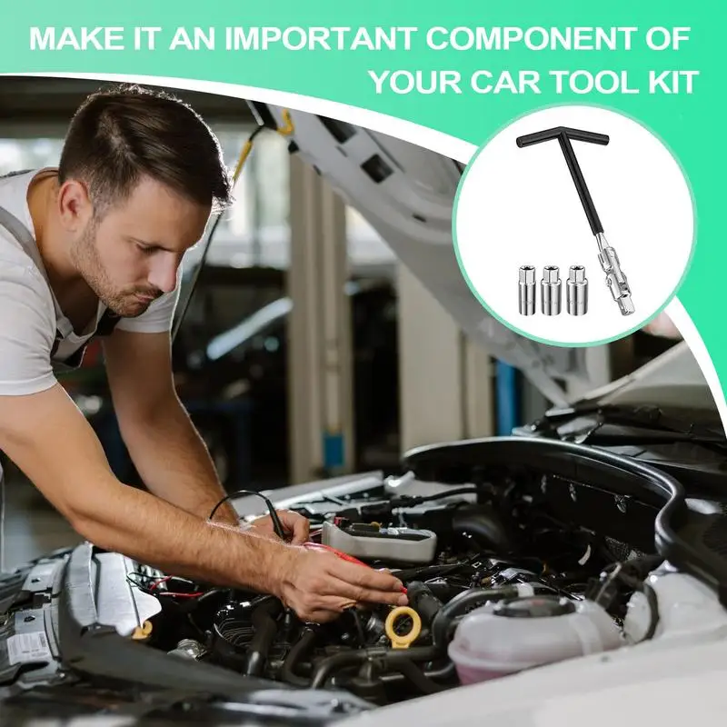 

Ключ для свечей зажигания из углеродистой стали с Т-образной ручкой, торцевой ключ для свечей зажигания, инструмент для ремонта автомобильных запчастей, инструмент для удаления установочного инструмента для автофургона, маленький