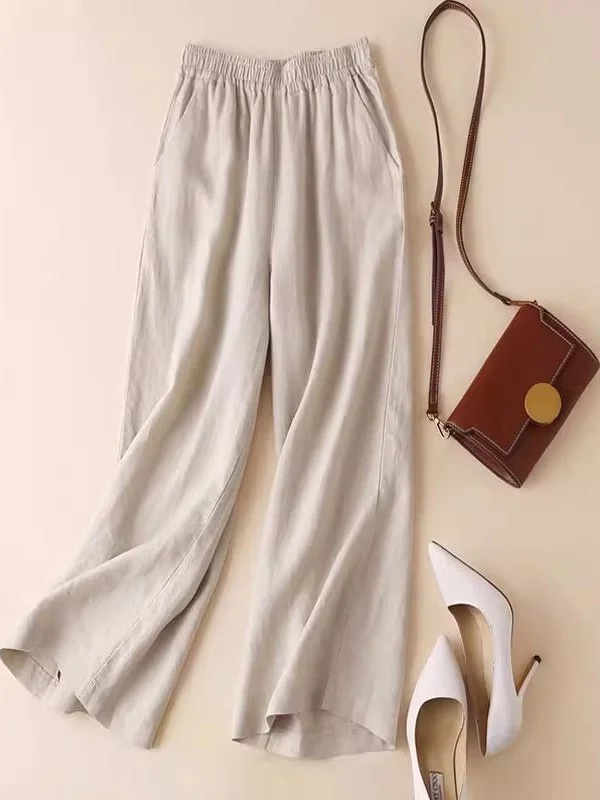 Baumwolle Breite Bein Hosen frauen Farbe Sommer Neue Lose Beiläufige Hosen Koreanische Sle Hohe Taille Neun Punkte Drapieren Lose p...