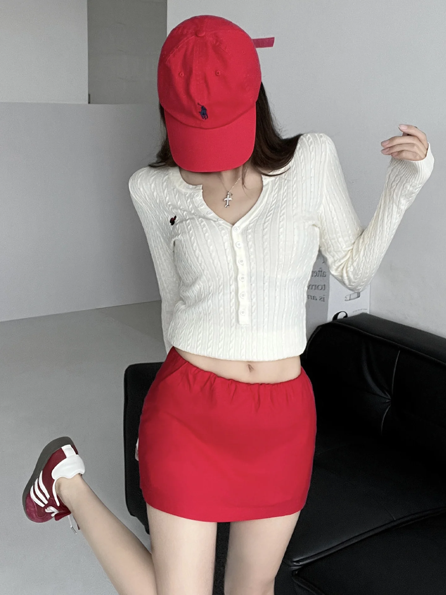 

Low Waist Linen Skirt A-Line Bodycon f-length Anti-Light Red Skirt Summer Ci Commute Daily Casual Date