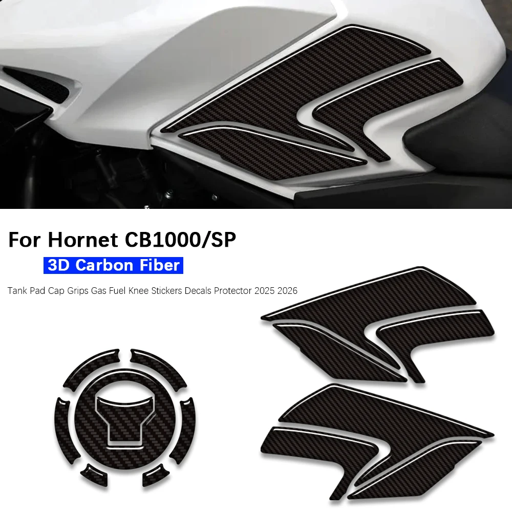 

Tank Pad Cap Grips Gas Fuel Knee Stickers Decals Protector Carbon Fiber Motorcycle For Hornet 1000 CB1000 CB 1000 SP 2025 2026