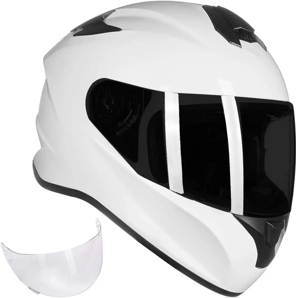 

Full Face Motorcycle Street Bike Helmet with Enlarged Air Vents, Free Replacement Visor for Men Women DOT Approved Model ST-06 (