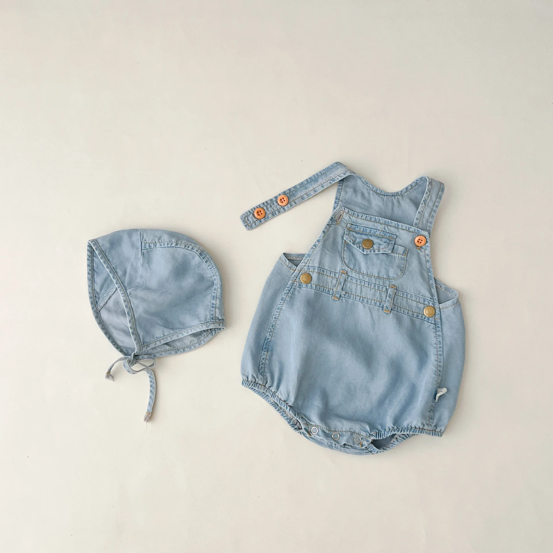 2psc Summer Newborn Infant Baby girls Boy denim Romper cotton short-sleeved top Rompers Kids Onepiece Fashion Baby Clothing