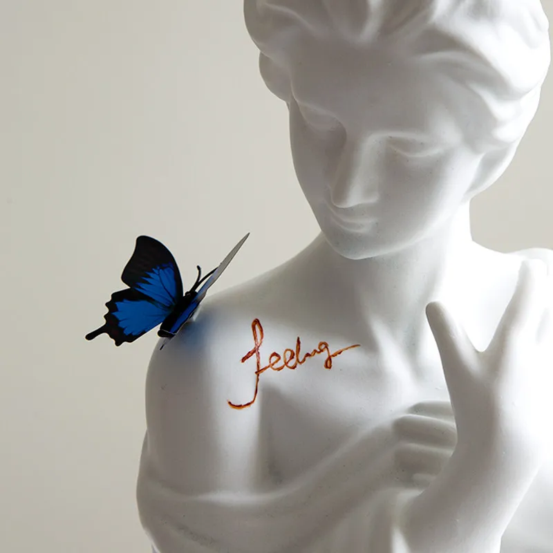 

Nordic Resin Sculpture Girl Half Body Statue for Living Room TV Cabinet Art Decor Figure for Salon Beauty Spa Entryway Ornament