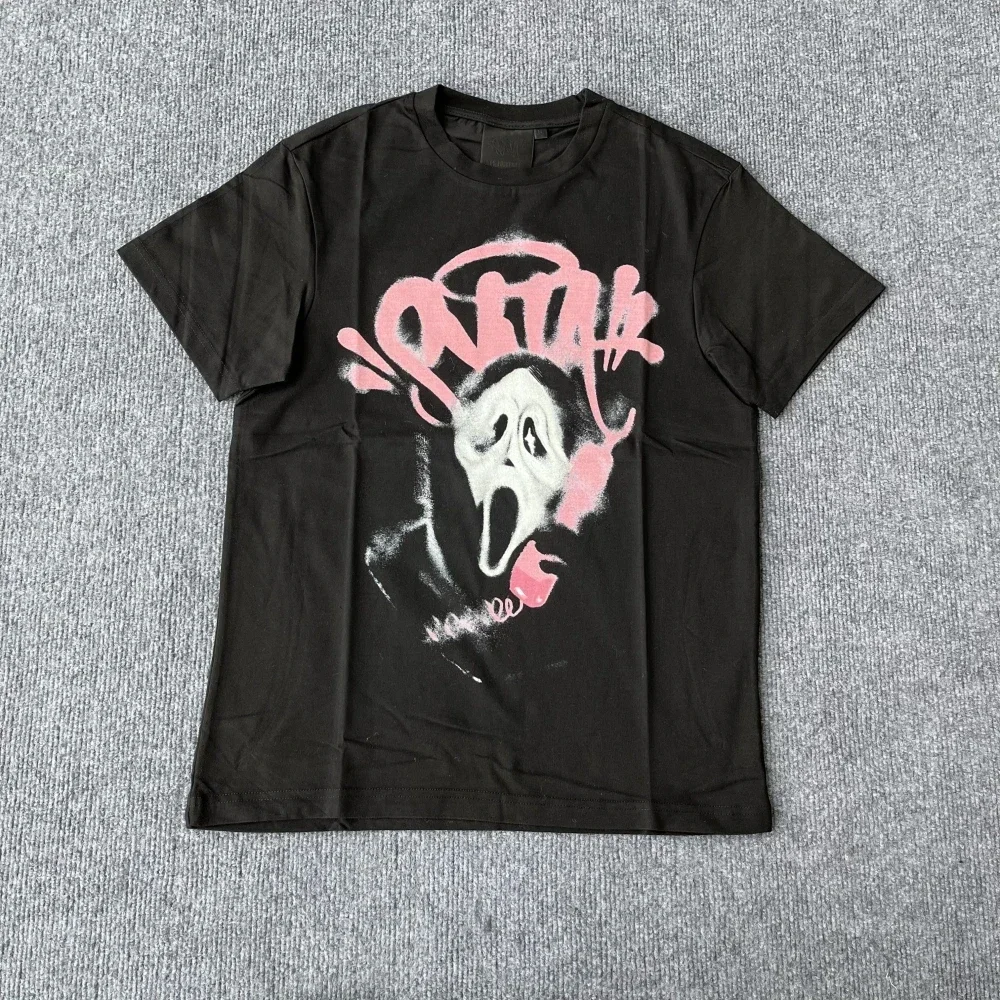 Sy-world Grimace Death Print T-shirt y2k Harajuku Casual Hip Hop Street Men Women T Shirt UK Cee Black Cotton Short Sleeve Tees