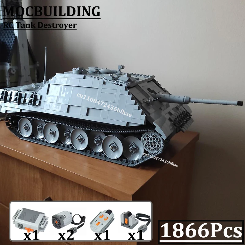 Tanque rc da segunda guerra mundial, veículo de batalha militar, blocos mocbuiding jagdpanther, destruidor de tanque, brinquedos de construção, tijolos de presente