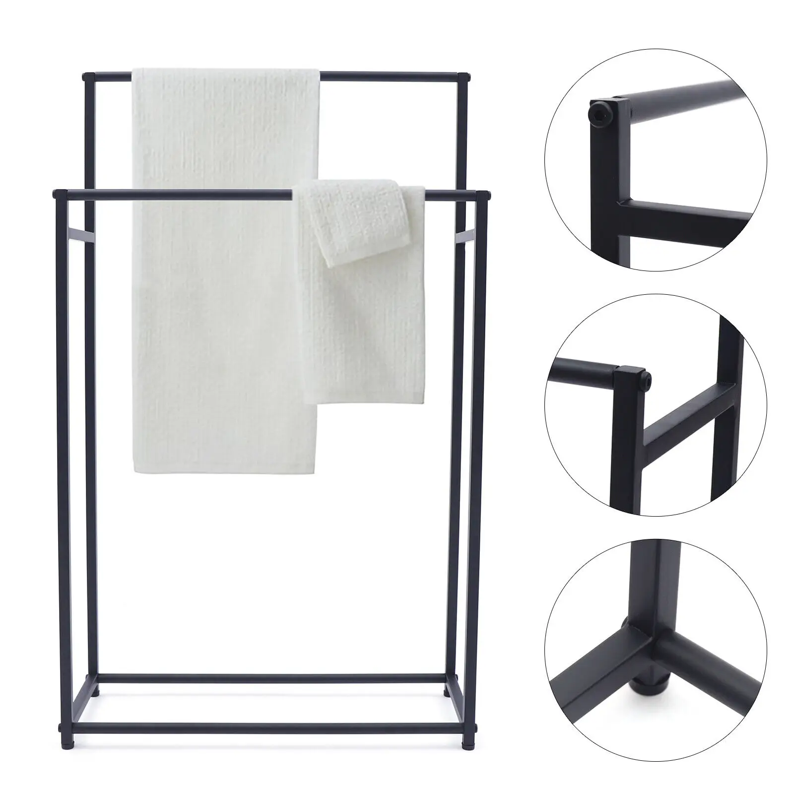 Metal Freestanding Towel Holder 2-Tier Towel Organizer Stand Bathroom Towel Rack