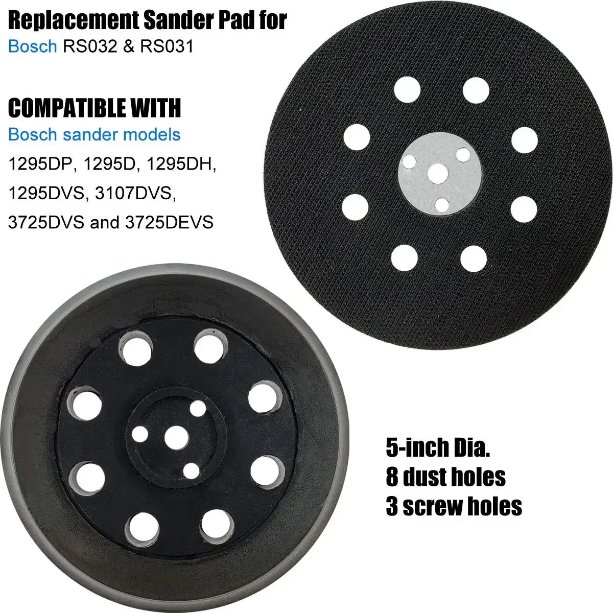 

5 Inch 125MM Hook and Loop Replacement Backing Plate Sanding Pad for Sander Models 1295DP 1295D 1295DH 1295DVS 3107DVS