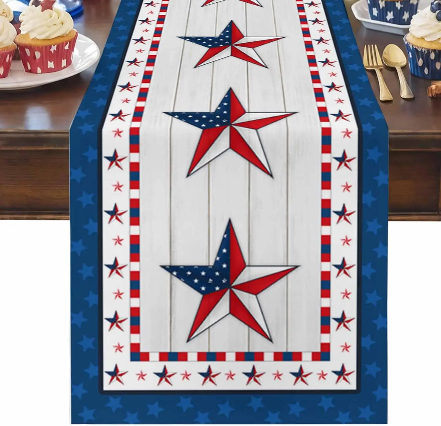 Independence Day Nation Flag Wood Grain Table Runner Party Decor Reusable Kitchen Dining Table Runner Independence Day Decor