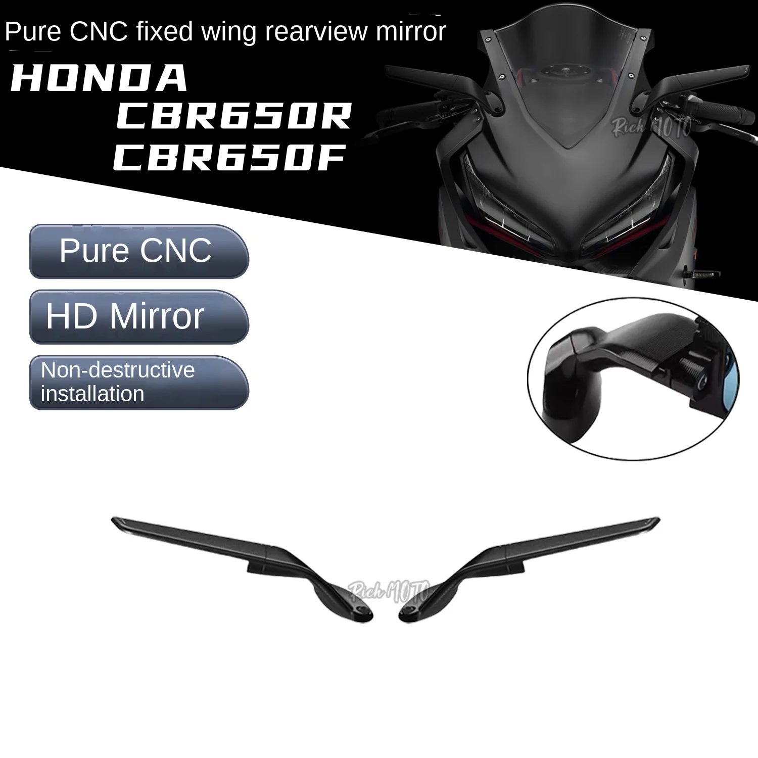 

For CBR650R modified fixed wing rearview mirror CBR500R CBR650F blade reflector folding