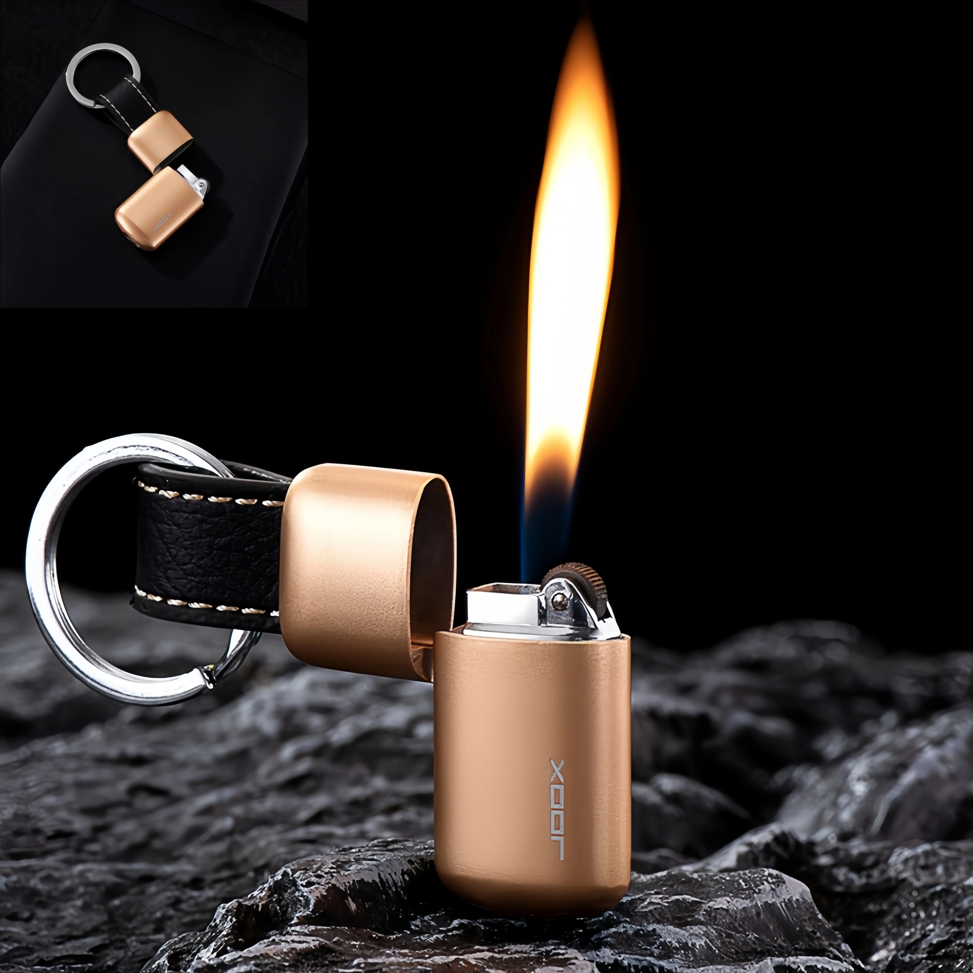 

Metal Mini Grinding Wheel Keychain Lighter Windproof Inflatable Open Fire Portable Cigarette Lighter Outdoor Lighter（No Gas）