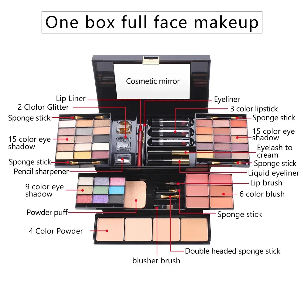 MISS ROSE Makeup Set Box Professional Full Kit 39 Color Eyeshadow Palette Powder Lipstick Brush Foundation Cosmetic Gifts Women