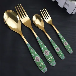 Ramadan stainless steel tableware spoon and fork dessert spoon cake spoon fork gift cutlery set kitchen accessories