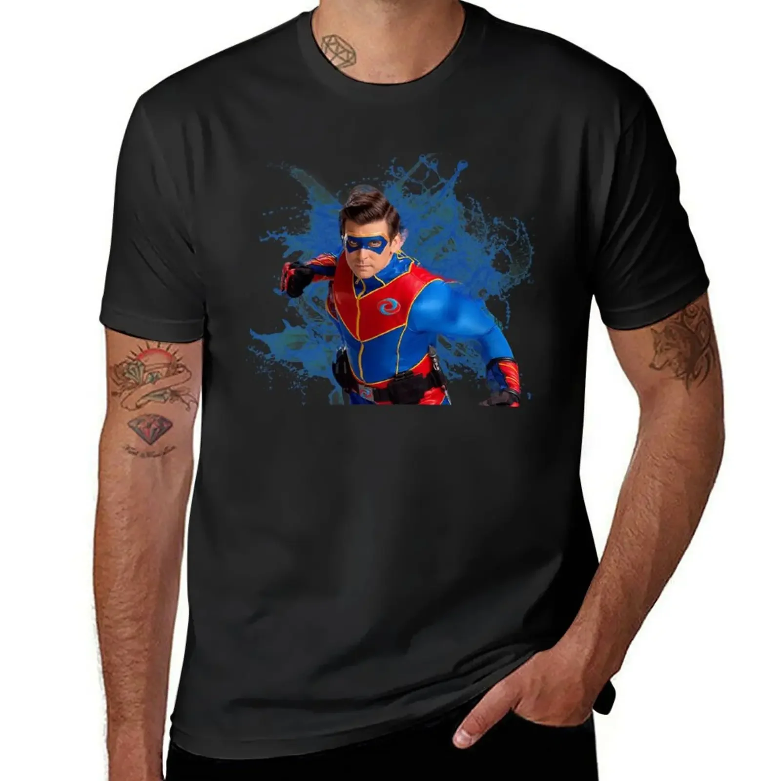 

Captain Man -Water Splashes T-Shirt shirts graphic tee customs design your own cute tops men workout shirt