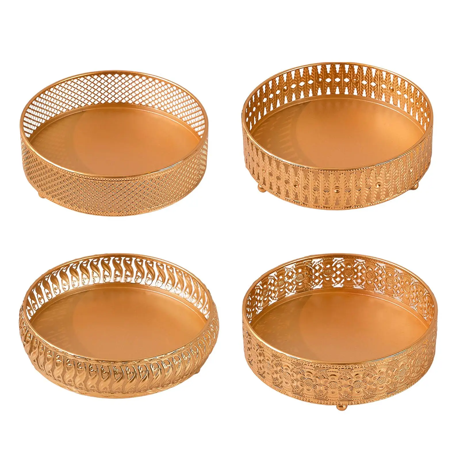 Luxury Cosmetics Jewelry Tray Decorative Vanity Tray Makeup Holder Container Metal Organizer Plate for Toiletries Makeup Desk