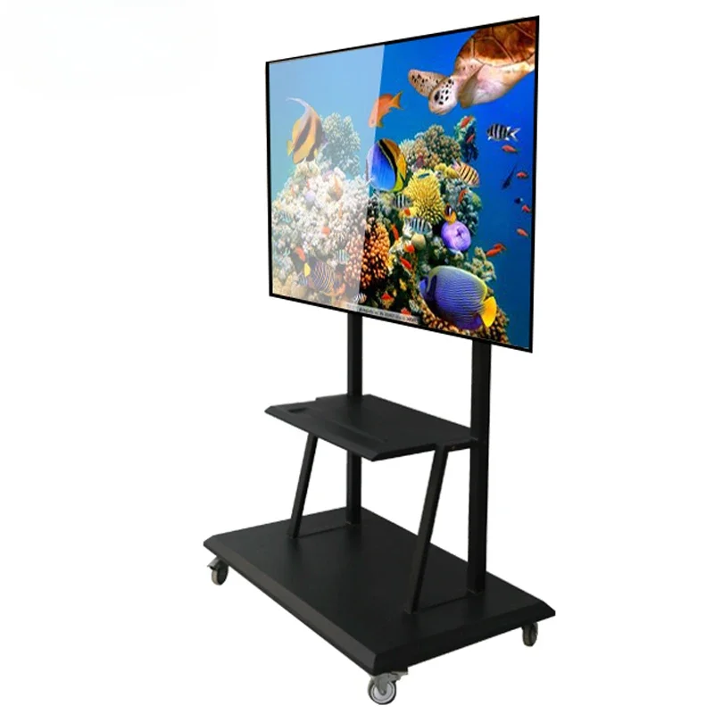 Suporte para tv de 65-85 polegadas, metal ajustável, lcd, móvel, carrinho elétrico com rodas