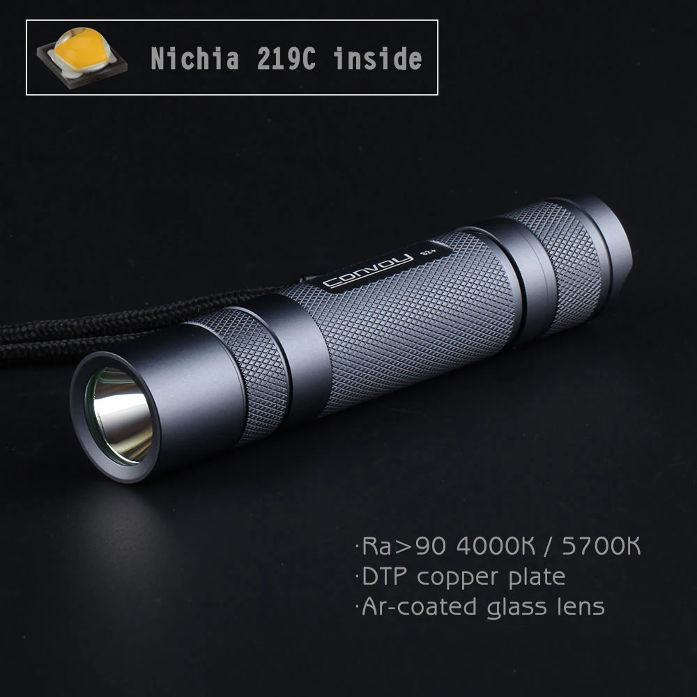 Convoy S2 Plus Flashlight with Nichia 219C Led Lanterna Mini High Powerful 18650 Torch Camping Fishing Hiking Flash Light