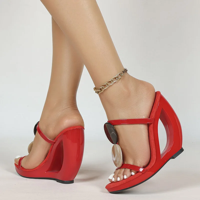 Eilyken Design Style Fretwork High Heels Women Slippers Fashion Round Ring Decoration Open Toe Shoes 2027 Summer Zapatos Mujer