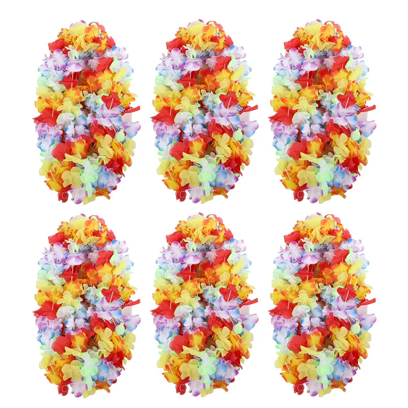 

10Pcs/Lot Hawaiian Garland Necklace Artificial Flower Leis DIY Wreath For Summer Beach Hawaii Wedding Birthday Party Decorations