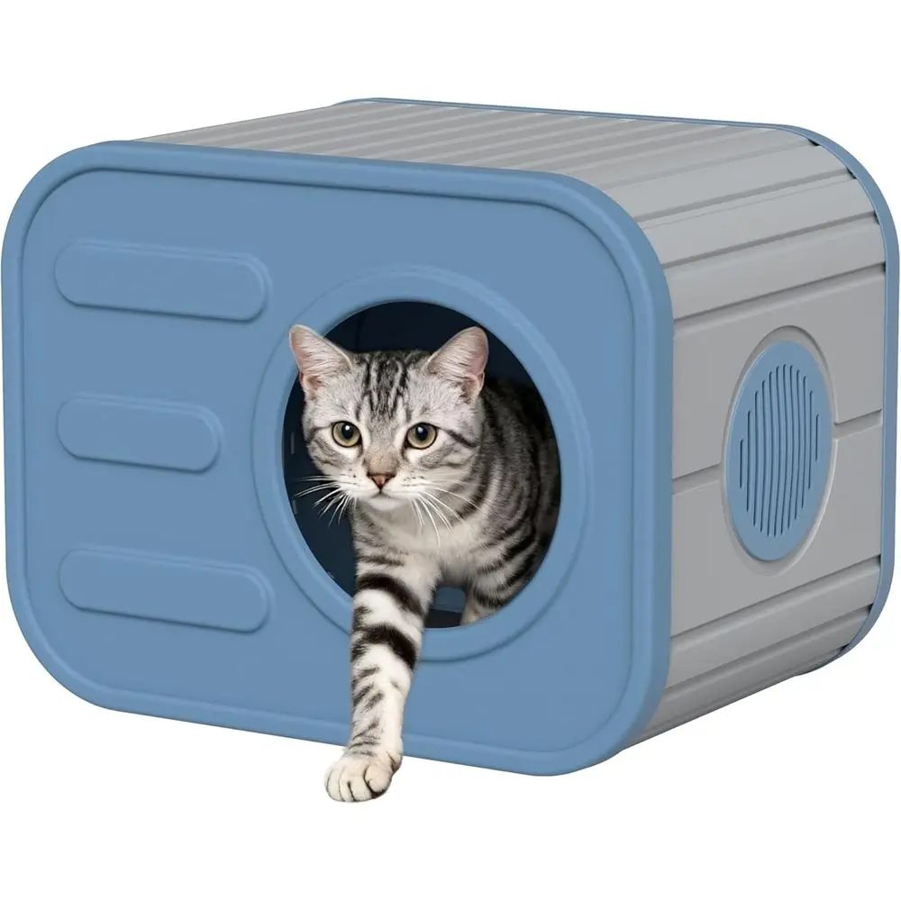 

Всепогодный уличный домик для кошек - Прочный пластиковый домик для использования в помещении и на улице, подходит для гостиной, сада, патио, заднего двора