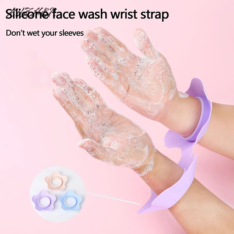 1Pairs S/L Flower Silicone Wrist Washing Belt Soft Wristbands For Washing Face Water Washing Prevent Wetness Wrist Washband