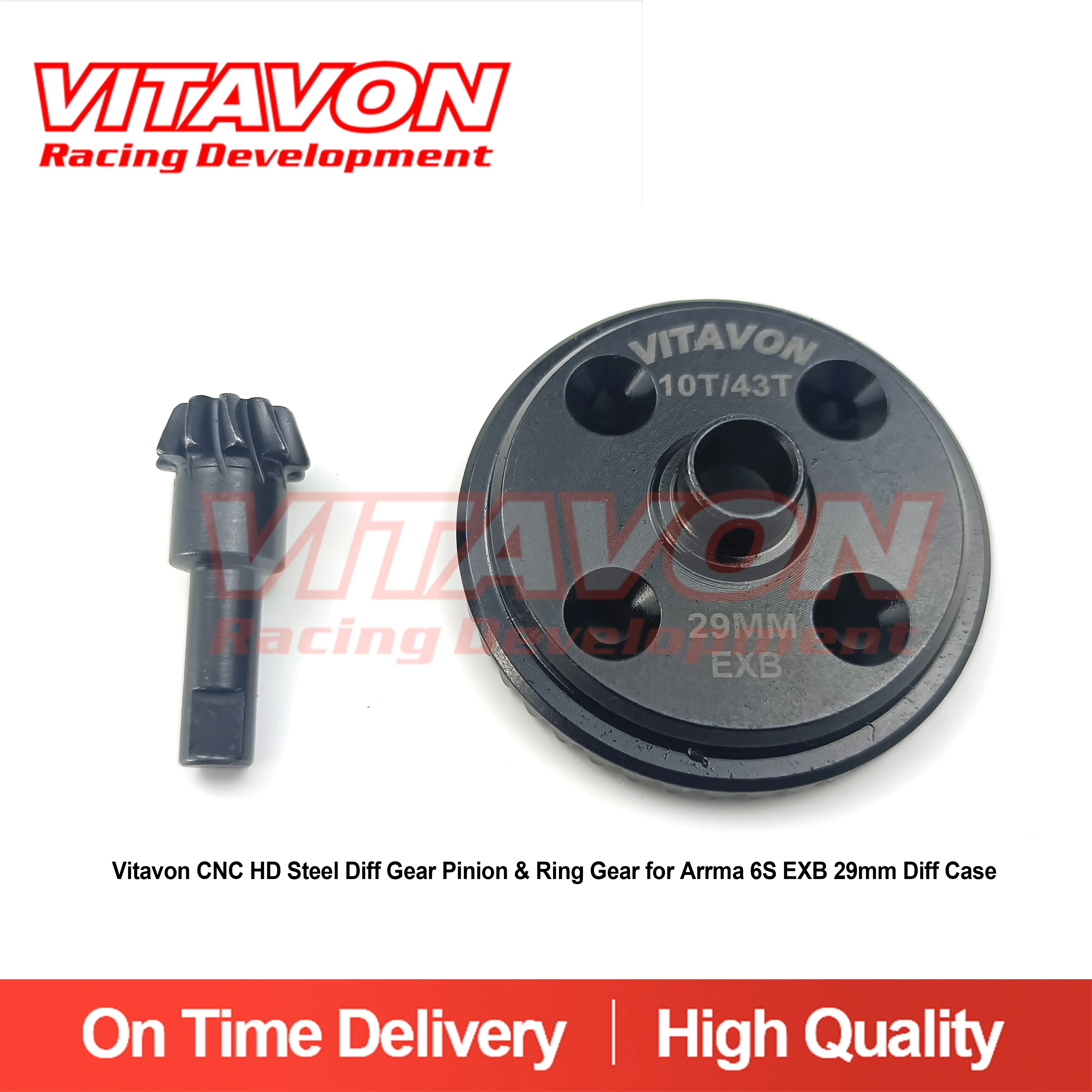 Vitavon CNC HD Steel Diff Gear Pinion & Ring Gear for Arrma 6S EXB 29mm Diff Case