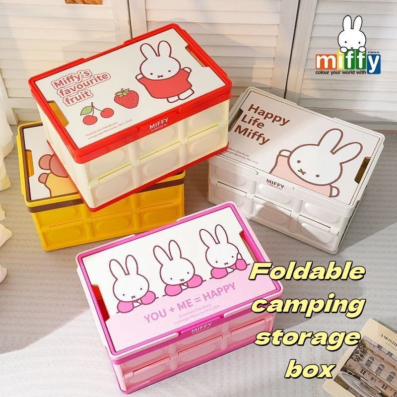 

Cartoon Miffy Camping Storage Box Foldable Car Trunk Large Capacity Storage Kitchen Bedroom Storage Cabinet Picnic Portable Tool