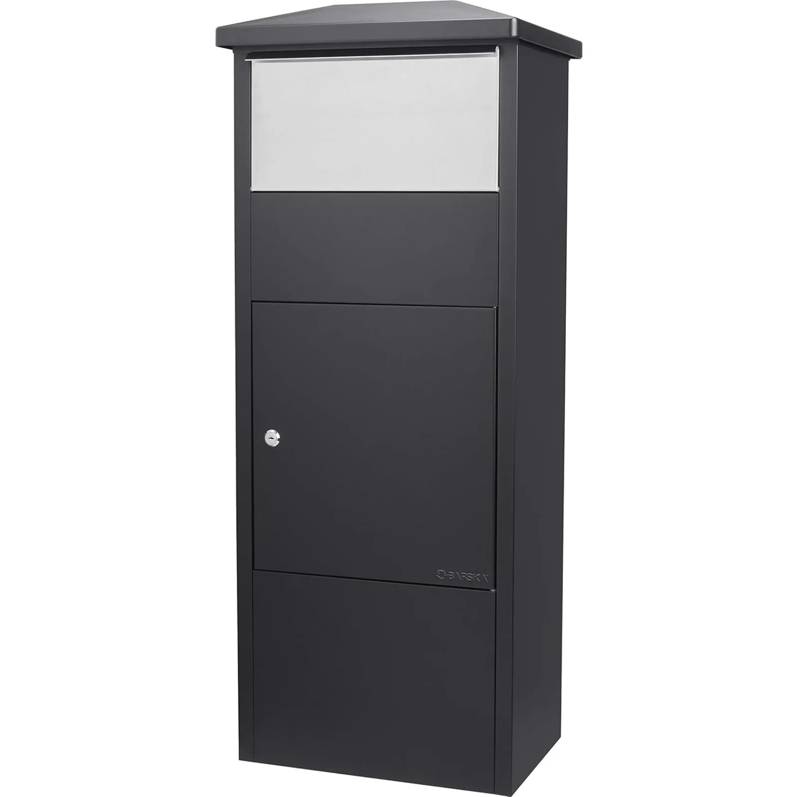 US Steel Freestanding Floor Lockable Large Drop Slot Mail Box with Parcel Compartment, Black