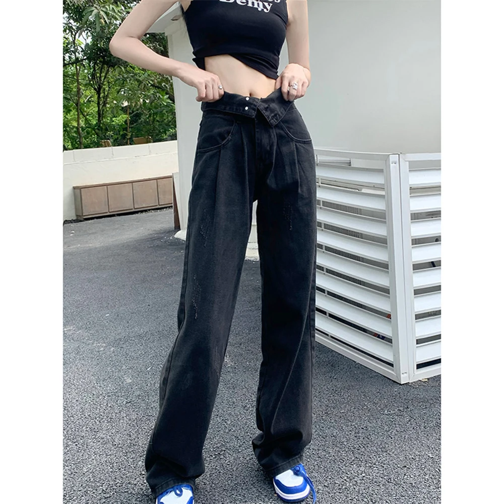 Straight Leg Jeans Woman High Waist Newjeans Vintage Clothes Women's Pants Korean Fashion Denim Female Clothing Streetwear