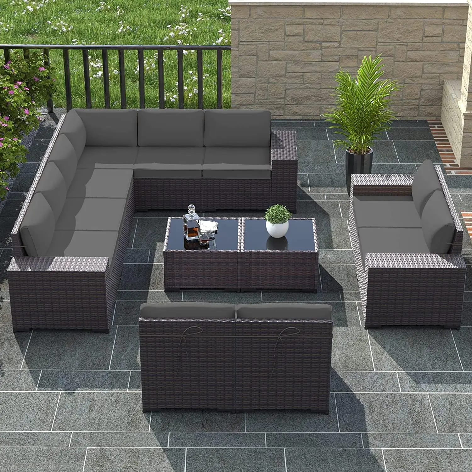12-Piece Outdoor Wicker Patio Set 6