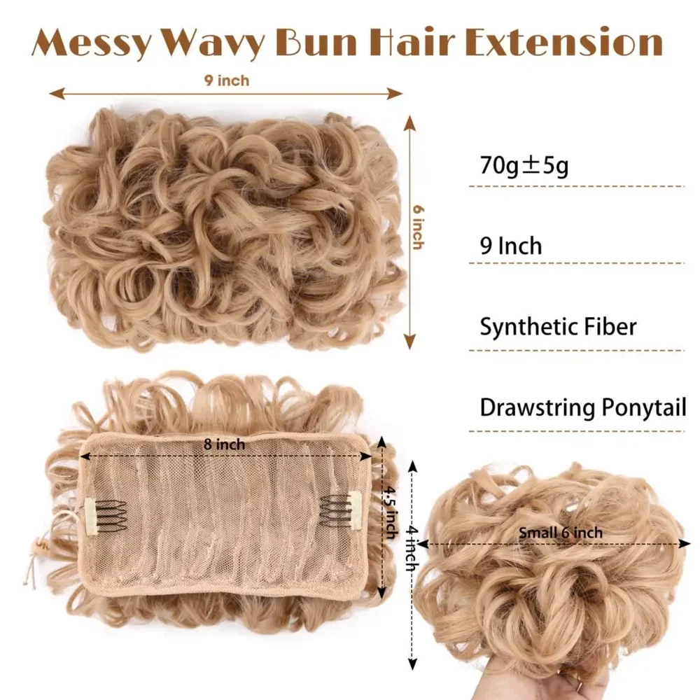 Messy Bun Scrunchies For Women Hair Piece Chignon Messy Bun Ponytail Curly Extensions Synthetic Messy Hair Bun Hairpiece