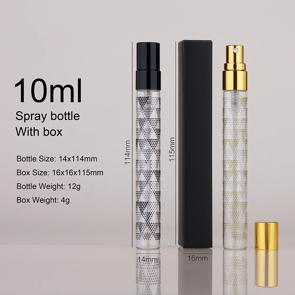 30/50 Pcs/Lot 10ml Spray Bottle Printed With Patterns With Matte Packaging Box Refillable Perfume Bottle Print LOGO Pay Extra