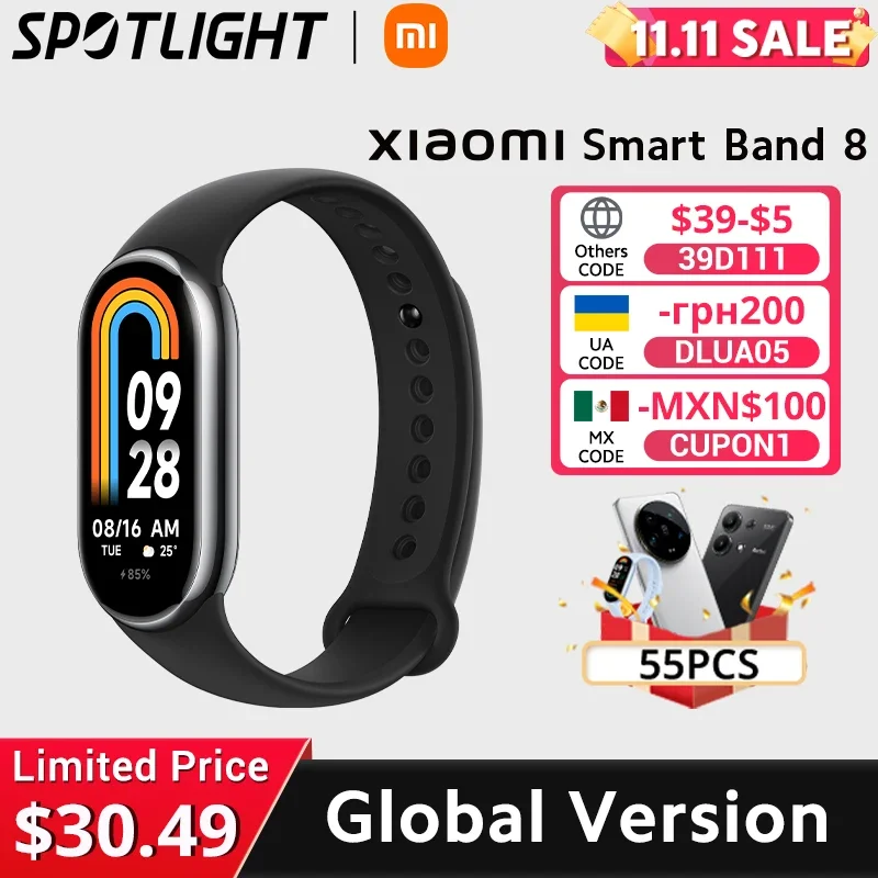 [World Premiere] Global Version Xiaomi Mi Band 8 Blood Oxygen Fitness Traker Waterproof 1.62 AMOLED Screen Smart Band