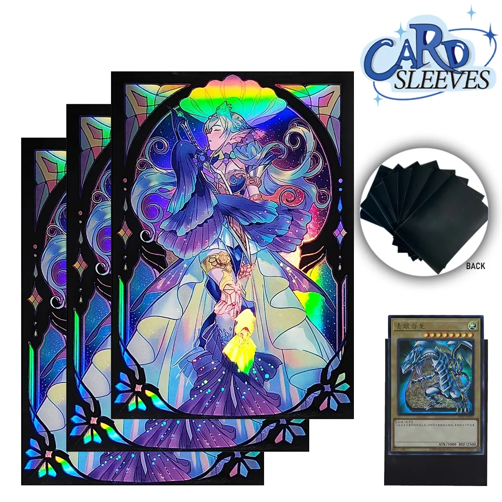 50PCS 63*90mm HD Holographic Anime Card Sleeves Top Loading Board Game Trading Card Holder for YGO Photo Protector