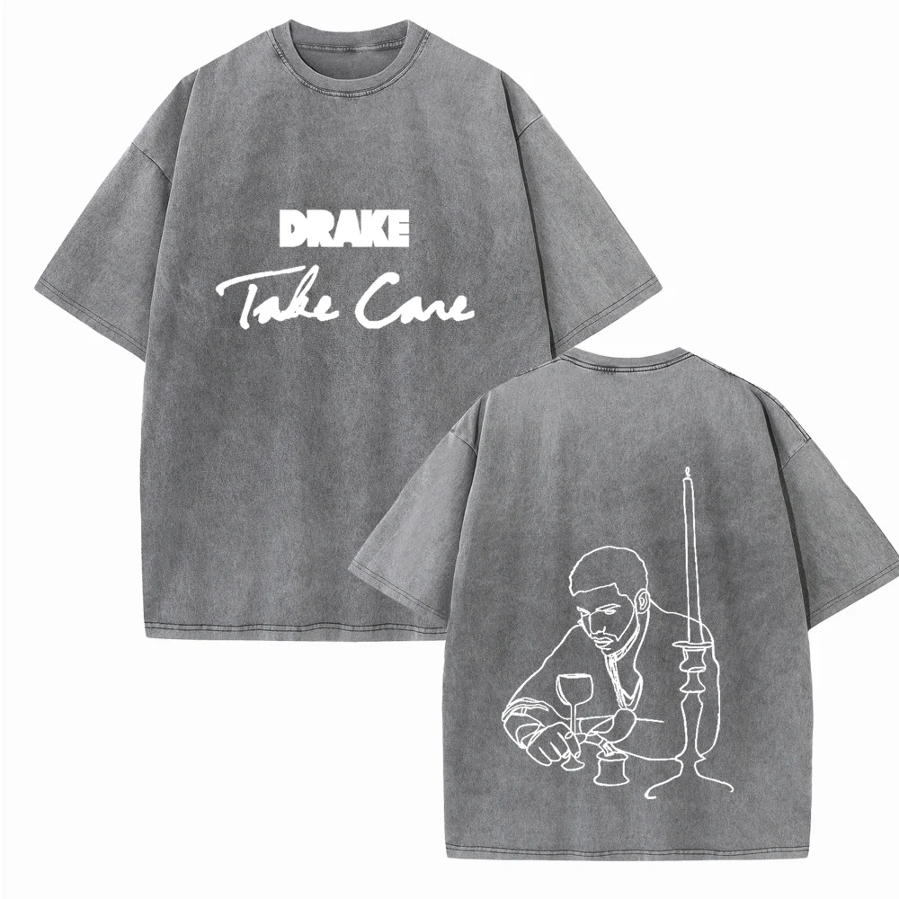 Take Care Drake 2024 เสื้อวินเทจฮาราจูกุฤดูร้อน U Nisex O-คอสั้นแขนปกติผ้าฝ้ายเสื้อยืดพิมพ์