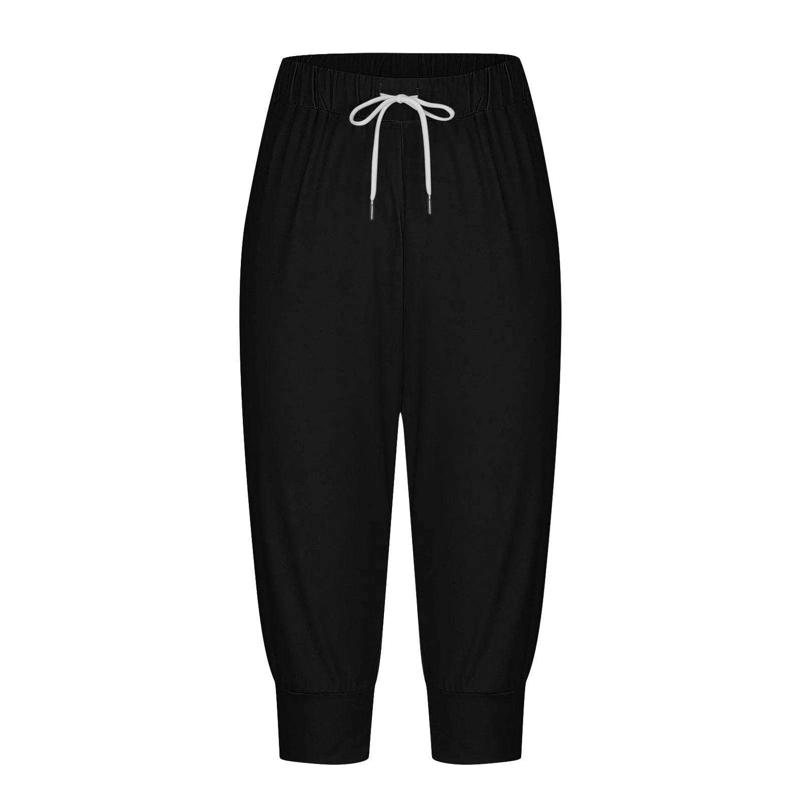 Damskie Capris New Drawstring Casual Solid Color Pants High Waist Bottom Joggers Daily Wear Casual Pants Women\'s Cropped Trousers