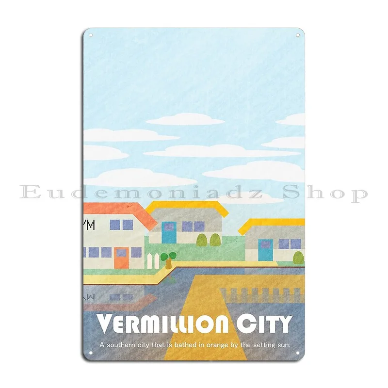 Kanto Towns Vermillion City Metal Plaque Poster Cinema Garage Custom Pub Plates Plaques Tin Sign Poster