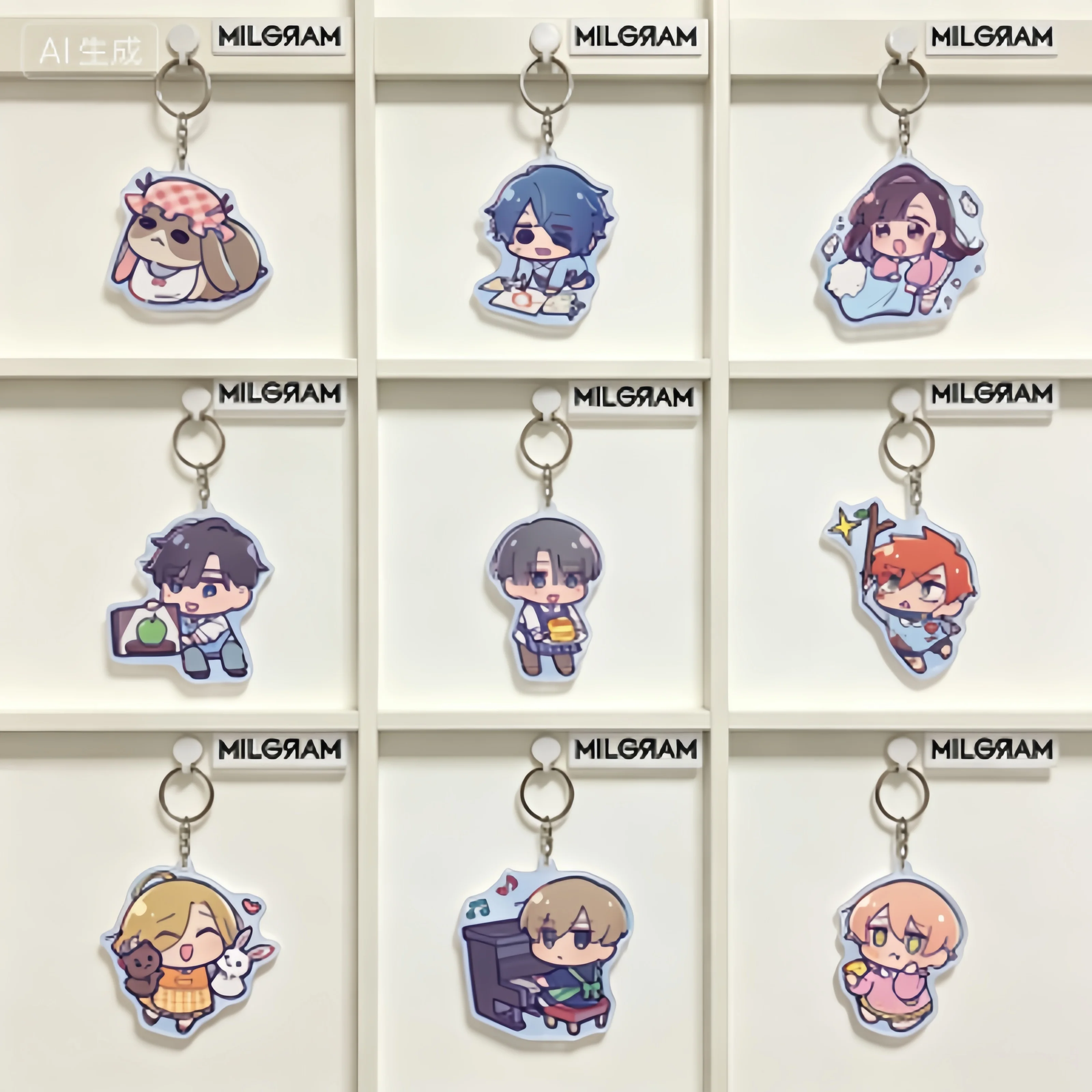 12pc/Game MILGRAM Acrylic Pendant Keychains Doll Anime 007 Mikoto Amane Shidou 003 006 Acrylic Stand for Gift Backpack Pendant