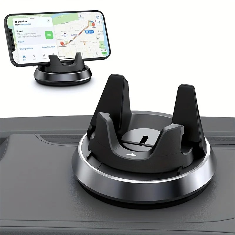 Dashboard Phone Holder, Car Phone Holder Mount, Thickness Adjustable Car Cell Phone Cradle, 360°Rotatable Car Mat Compatible.