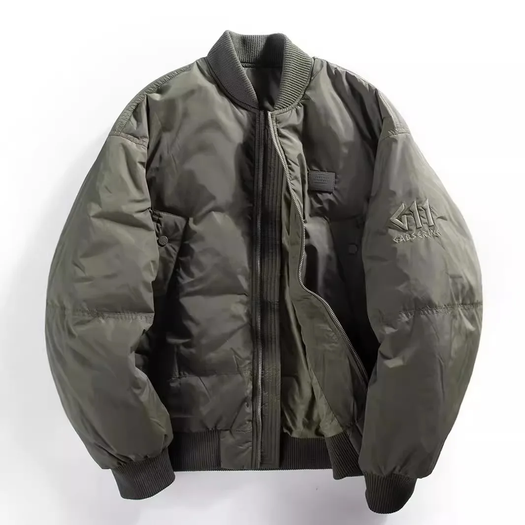 เสื้อโค้ทผู้ชายสไตล์วินเทจญี่ปุ่น แฟชั่นใหม่ สีพื้น เรียบง่าย สบายๆ ทันสมัย ทรงหลวม ซิป คอโอ ผ้าควิลท์ เสื้อคลุมผู้ชาย