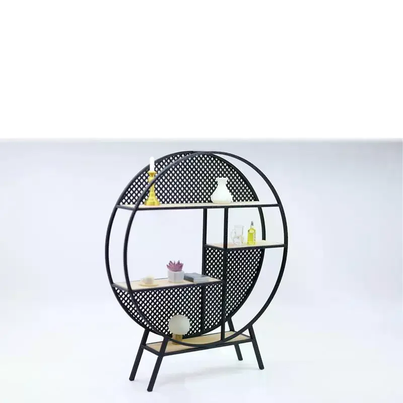 1:12 دمية مصغرة مستديرة النمط الصيني تخزين الرف نموذج الأثاث اكسسوارات ل بيت الدمية ديكور التظاهر اللعب اللعب هدية #3