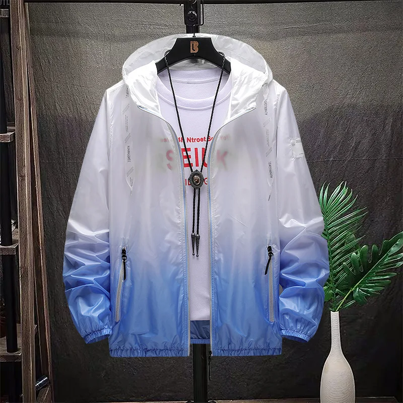 

2023 New Summer Men's Fashion Thin Sun Protection Clothing Men's Wind Shield Outdoor Breathable Ice Silk Men's Wind Shield