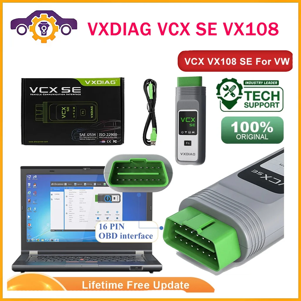 2023 VXDIAG VCX SE VX108 For V-W 6154A ECU Coding J2534 Programming OBD2 Scanner Full System Diagnostic Tools Coding Free Update