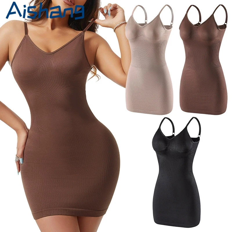Robe gainante intégrale pour femme, col en V, sous-vêtement moulant, contrôle du ventre, amincissant, taille et abdomen, corset sculptant