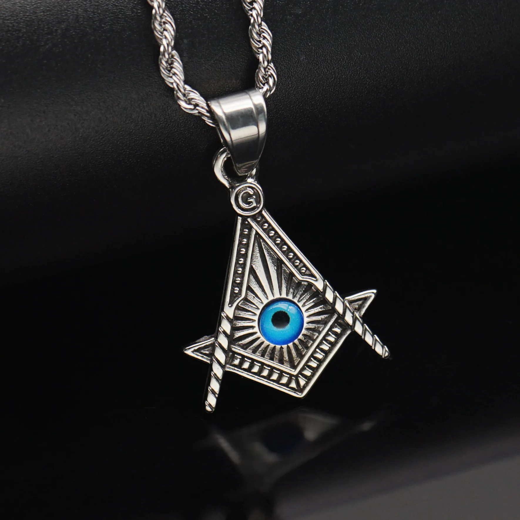 

5 pcs Hot Selling Latest Design Masonic AG Pendant Charming Mini Jewelry Stainless Steel Diamond Eye Necklace Pendant