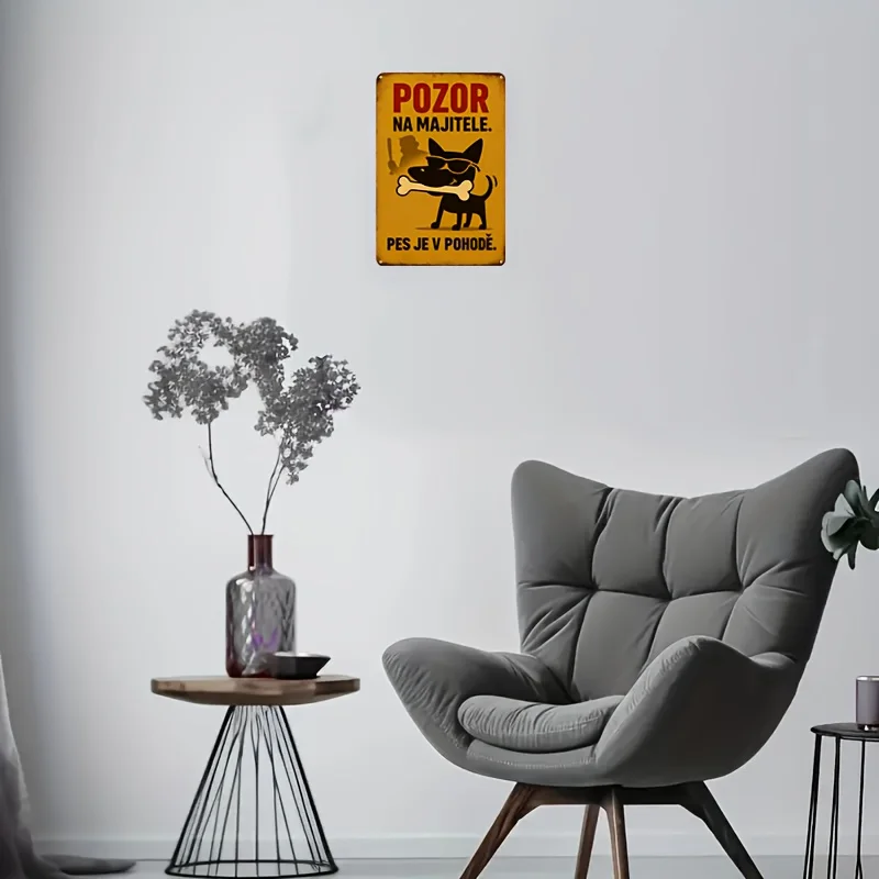 1 Fun Czech Slogan Vintage Aluminum Sign - Vintage Metal Wall Decor with A Humorous Dog Pattern, Decoration, Suitable for Home