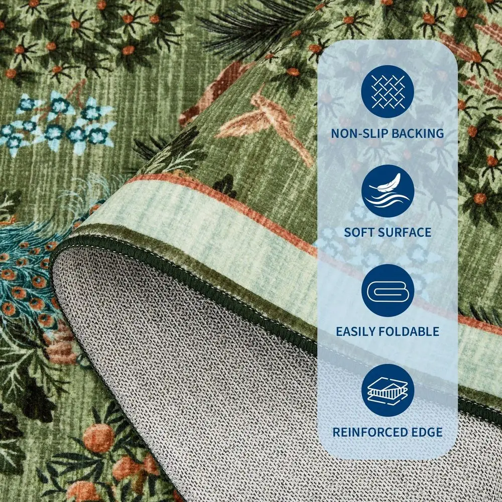 

Room Decor Light Green Modern Floral Plant Pattern Area Rug For Living Room Dorm NatureInspired Machine Washable Carpet Stain R