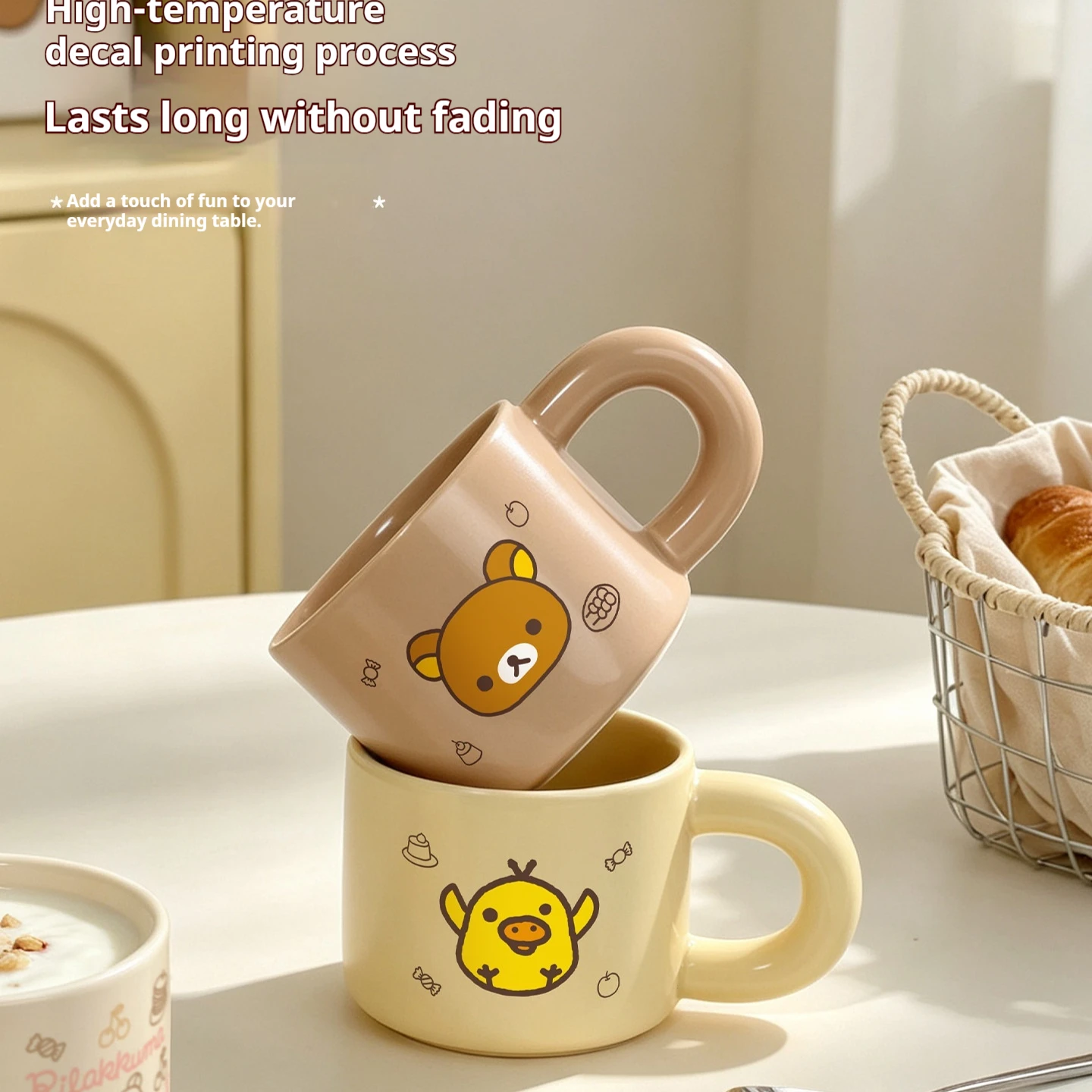 Anime Peripheral New Rilakkuma Ceramic Mug 360ml Cartoon Printing Coffee Cup For Home Office Couple Water Cup Xmas Birthday Gift