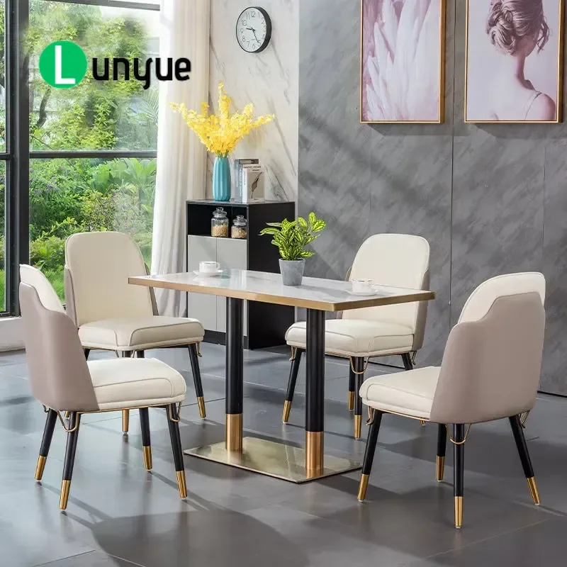Customizable Modern Round White Marble Dining Table Metal Base Furniture for Restaurant Hotel Home Durable Elegant Design