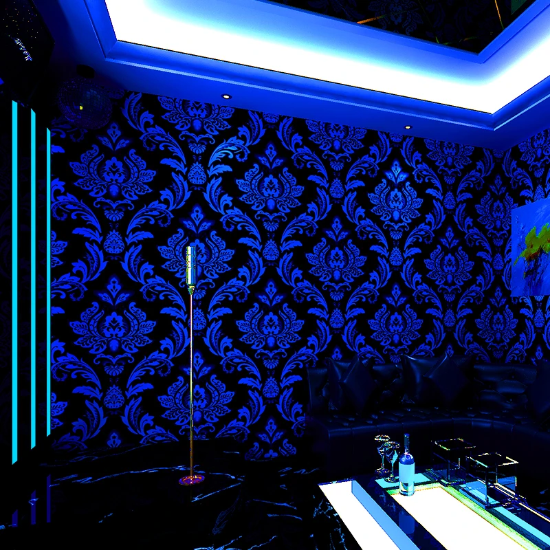 Home Decoration PVC blue wallpaper damascus classic wall paper home decor TV background papel de parede 3d KTV wallpaper roll