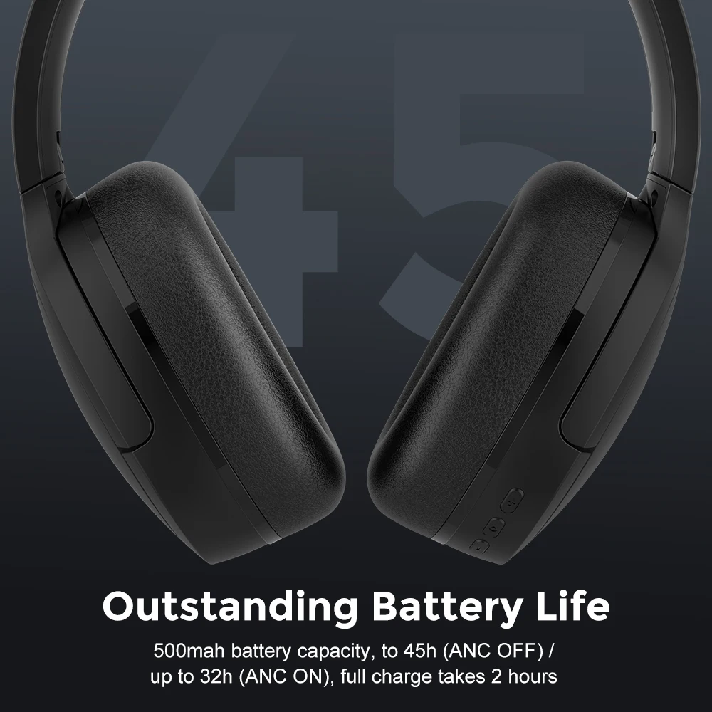 Mpow H6 Pro Foldable Bluetooth Headphones Wireless 45 Hours BT 5.3 ANC Fast Charge Hybrid Active Noise Cancellation Headset